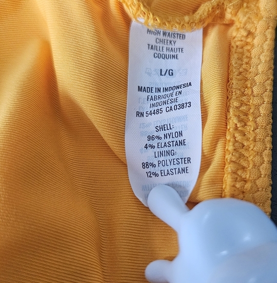 Aerie Gold Textured High Waisted Cheeky Bikini Bottoms Size L - Picture 5 of 7